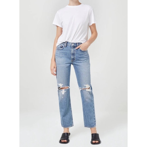 Agolde mia mid rise straight leg jeans rule light blue - Picture 13 of 13